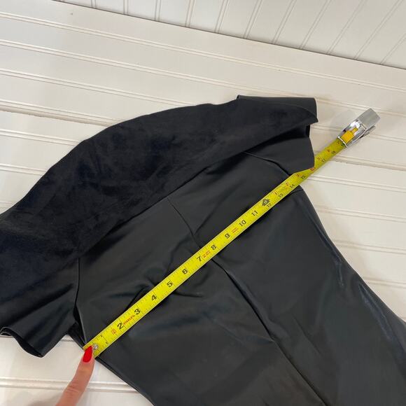 Mango Black Vegan Leather Off the Shoulder Ruffle Mini Bodycon Dress Size S - Picture 7 of 9